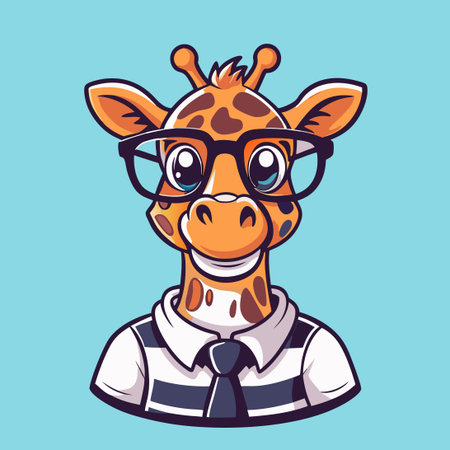 Adorable Giraffe Mascot with Spectacles in a Logo Vector Designのイラスト素材