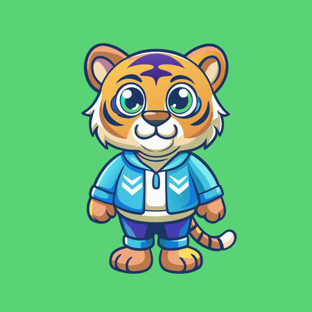 Adorable Tiger Character Illustration Mascot Logo Designのイラスト素材