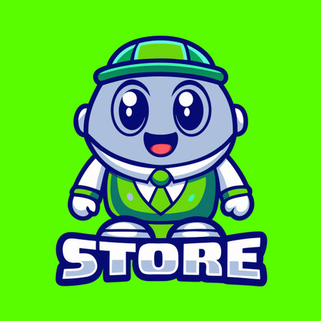 Cute Cartoon Mascot Character of a Store Logo Mascotのイラスト素材