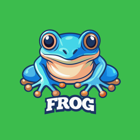 Vibrant Frog Logo Illustration with Colorful Gradient and Modern Designのイラスト素材