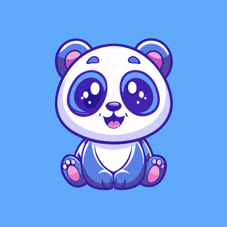 Adorable Cartoon Panda Mascot Illustration with Cute and Playful Expressionのイラスト素材