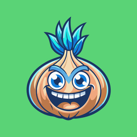 Vibrant Onion Character with Mascot Vector Logo Emojiのイラスト素材