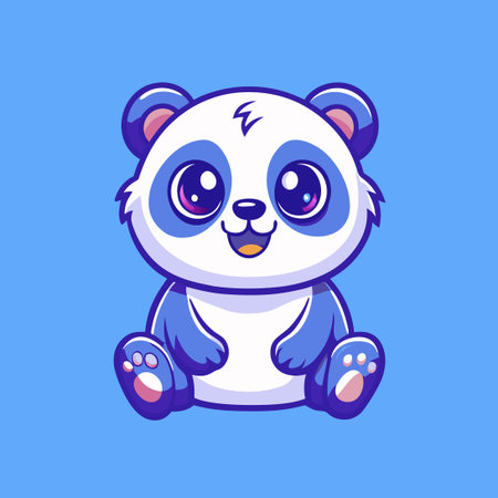 Adorable Panda Mascot Cartoon Illustration in a Cute Styleのイラスト素材