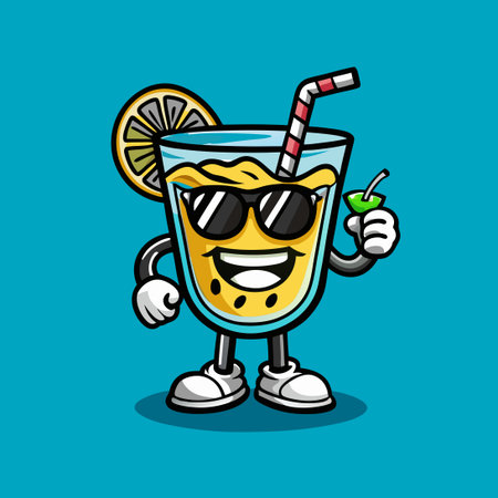 Chilled Watermelon Cocktail in a Glass with Vector Watermelon Logoのイラスト素材