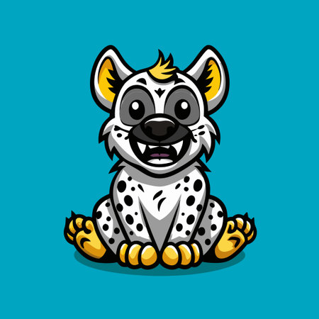 Cartoon Character Mascot of a Sitting Hyena with a Vector Logo Designのイラスト素材