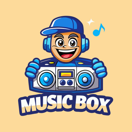 Adorable Portable Music Box Mascot Vector Character in Cute Anime Styleのイラスト素材