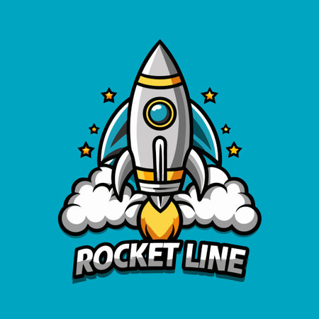 Whimsical Rocket Line Art Cartoon Character Illustrationのイラスト素材