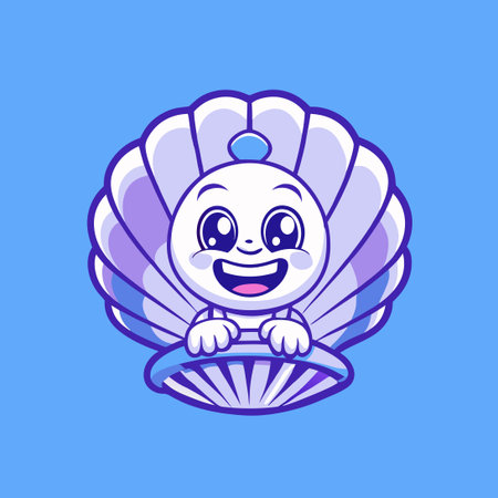 Vintage Style Shell Logo Mascot Character in Vector Formatのイラスト素材