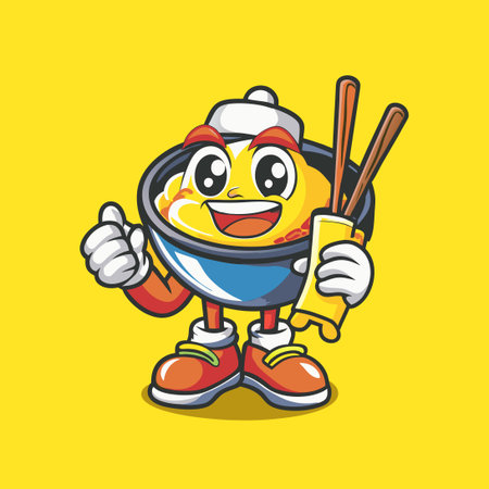 Asian Cuisine: Rice Bowl with Chopsticks in Vector Illustration Styleのイラスト素材