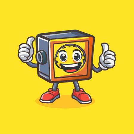Cartoon Mascot Character of a Safe Box in Vector Formatのイラスト素材