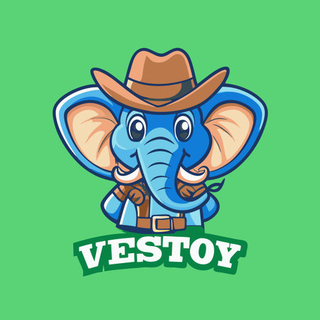 Cowboy Elephant Mascot Character in Stetson and Chapsのイラスト素材