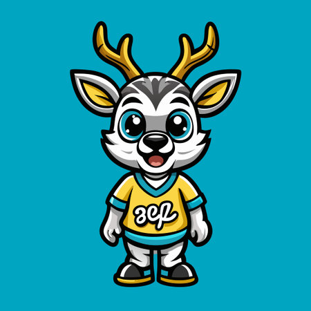 Vector Illustration of an Adorable Deer Mascot Cartoon Characterのイラスト素材