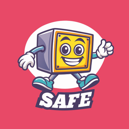 Safe Box Mascot Cartoon Illustration Featuring a Vector Characterのイラスト素材