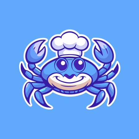 Playful Vector Logo Illustration of a Chef Crab Mascot Characterのイラスト素材