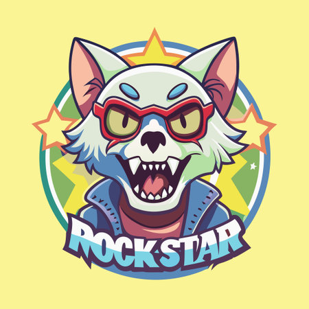 Rock Star Cat Skull Head Mascot Vector Graphic for Logo Designのイラスト素材