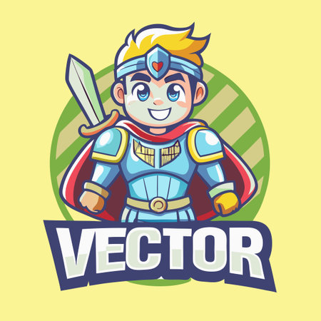 Warrior Boy Vector Logo Mascot in Uniform with Bold Typographyのイラスト素材