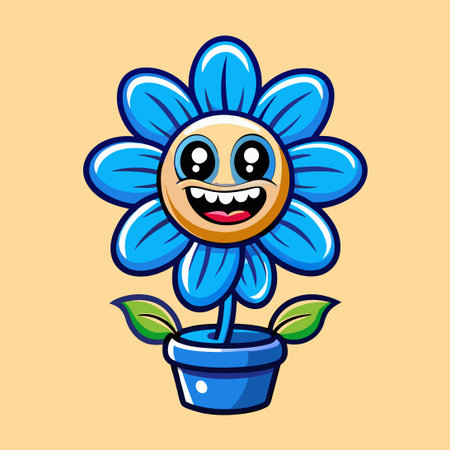 Cheerful Cartoon Flower with a Bright Smileのイラスト素材