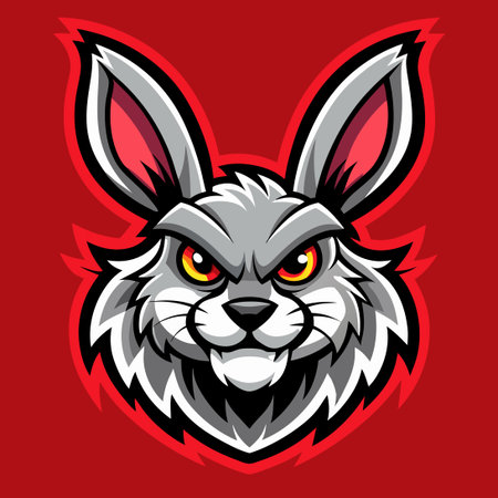 Ferocious Rabbit Head Mascot Logo with Aggressive Expressionのイラスト素材