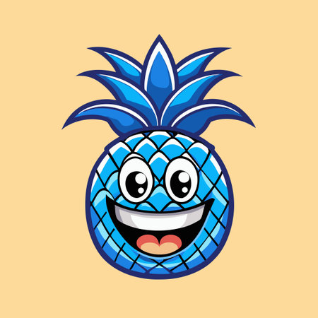 Cheerful Cartoon Pineapple with a Radiant Smileのイラスト素材