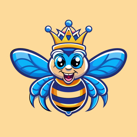 Majestic Vector Logo Illustration of a Cartoon Queen Bee Characterのイラスト素材