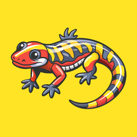 Abstract Depiction of a Colorful Salamander Created with Multicolored Paintsのイラスト素材