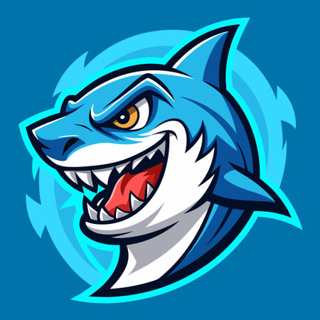 Ferocious Shark Head Mascot Logo for Sports Teams and Apparelのイラスト素材