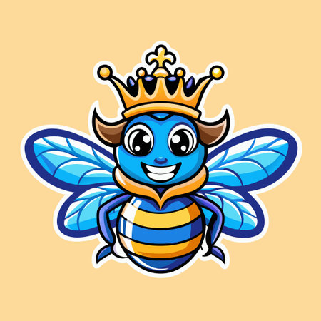 Majestic Queen Bee Mascot Character with Illustrative Vector Artのイラスト素材