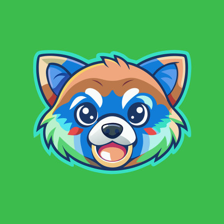 Gradient Red Panda Vector Logo Illustration with Vibrant Huesのイラスト素材