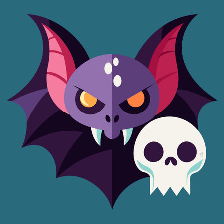 Intriguing Bat and Skull Vector Illustration for Design Projects