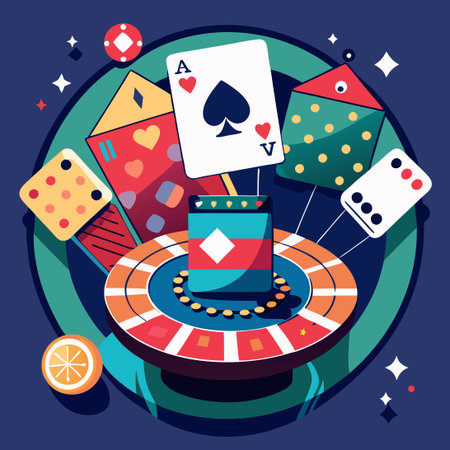 Vector Illustration of a Casino Card Game with Poker Chipsのイラスト素材