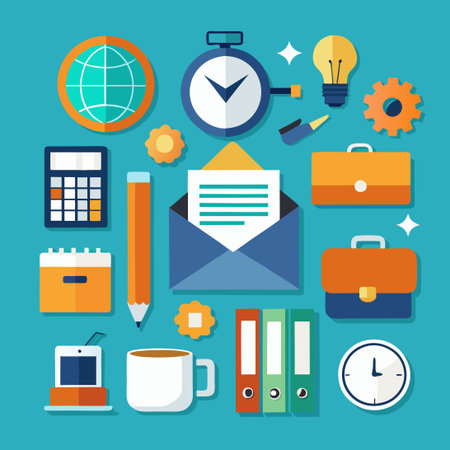 Professional Business Office Icons for Administrative and Management Tasksのイラスト素材