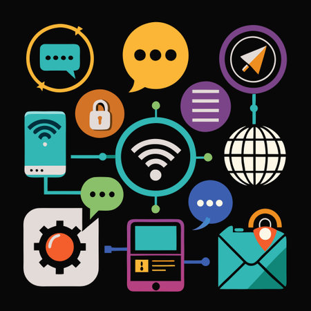 Fillio Black Series Communication Icons Set: Three Distinct Designs for Effortless Connectivityのイラスト素材