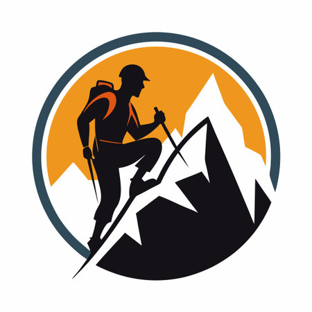Outdoor Adventure Climber Logo Emblem for Expeditionsのイラスト素材