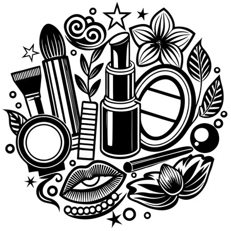 Vibrant Cosmetics and Makeup Elements Unleash Your Inner Artistryのイラスト素材