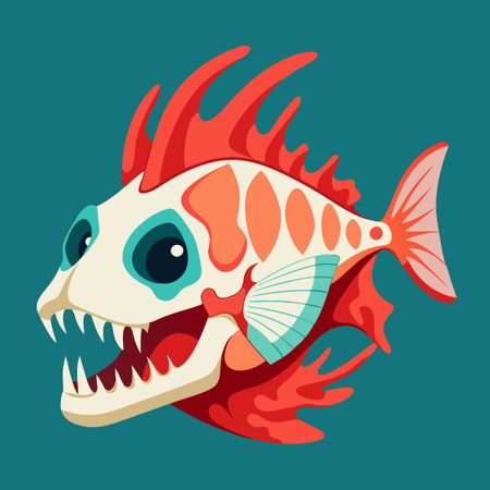 Intricate Skull Illustration of a Coral Reef Fish in Vector Formatのイラスト素材