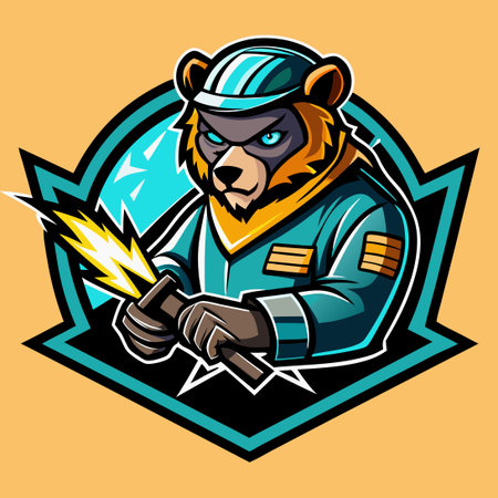 Mighty Bear Welder: Vector Illustration Depicting Strength and Precisionのイラスト素材