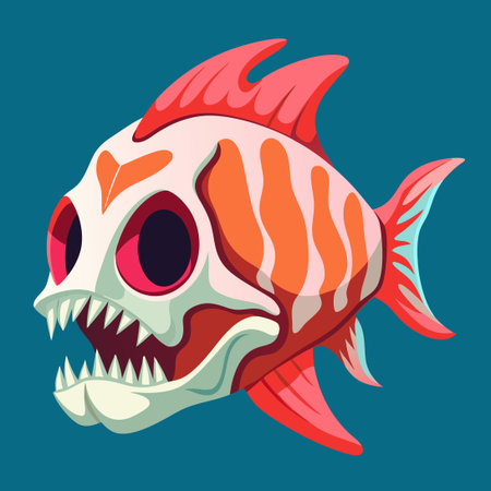 Intricate Vector Illustration of a Coral Reef Fish Skullのイラスト素材