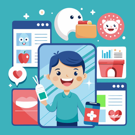 Social Media Ready Dental Care Post and Stories Template Showcaseのイラスト素材