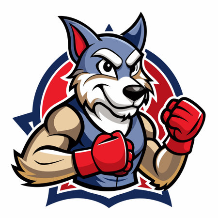 Fierce Dog Mascot Boxing Logo Vector for Business and Sportsのイラスト素材
