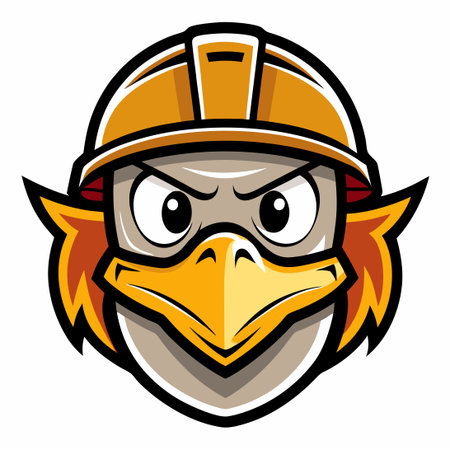 Majestic Cartoon Duck Vector Illustration with a Protective Helmetのイラスト素材