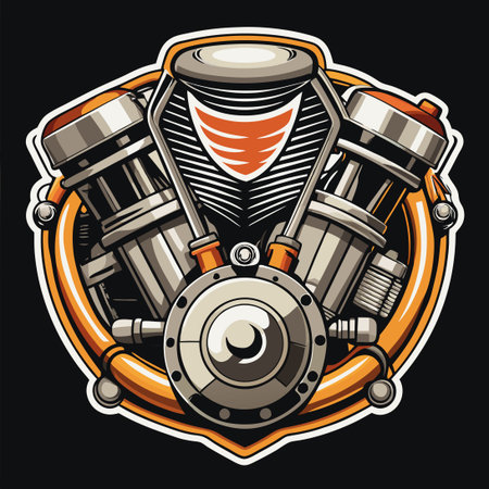 Intricate Vector Illustration Depicting the Essence of a Motorcycle Engineのイラスト素材