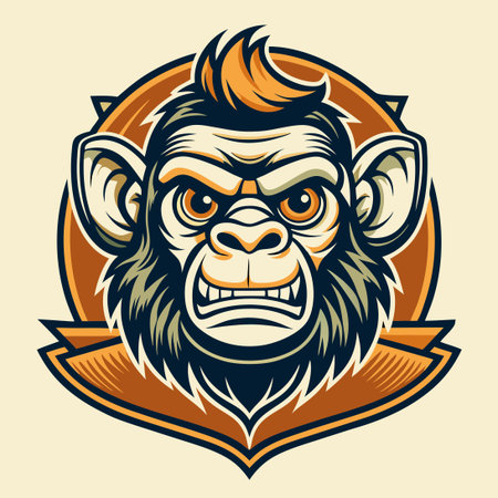 Intricate Vintage Screen Printing Design Featuring a Mischievous Monkeyのイラスト素材