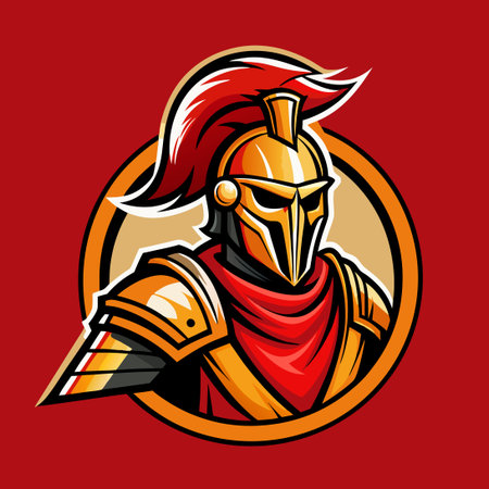 Vintage Spartan Knight Vector Illustration in Elaborate Armorのイラスト素材