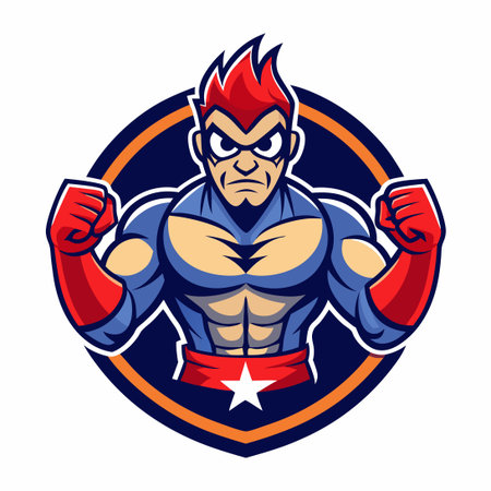 Fierce Mascot Logo Boxing Vector Design for Sporting Eventsのイラスト素材