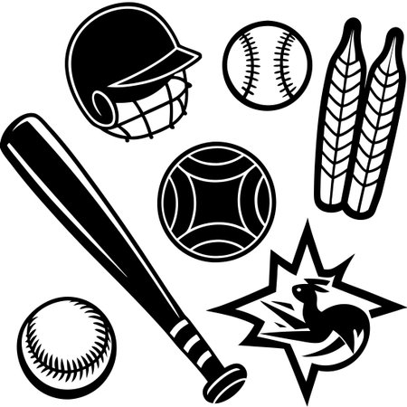 Creative Doodle Vector Set Featuring Baseball and Cricket Sportsのイラスト素材