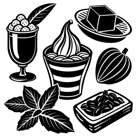 Delectable Cacao and Chocolate Delicacies Vector Illustrationのイラスト素材