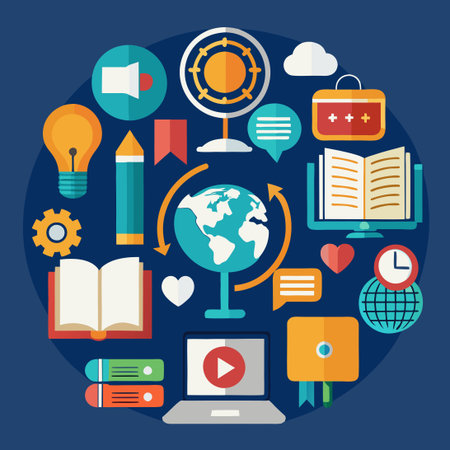 Comprehensive Collection of E-Learning Icons for Online Education and Trainingのイラスト素材