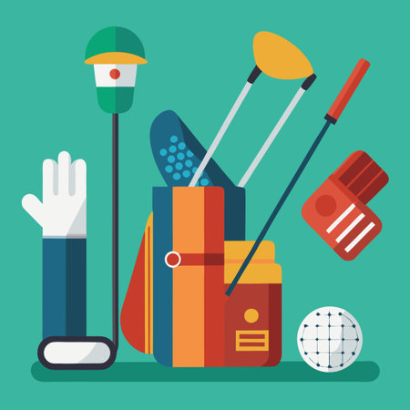 Doodle Golf Equipment Essentials: Clubs, Balls, Tees, and Moreのイラスト素材