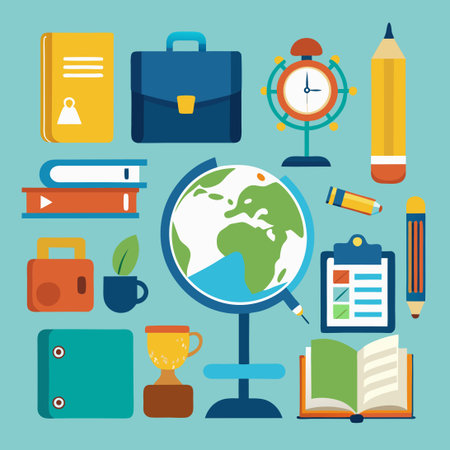 Comprehensive Collection of Teacher-Related Objects in Vector Formatのイラスト素材