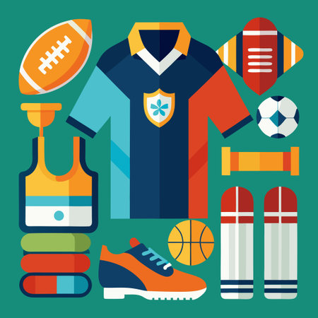 Doodle Vector Set of Football and Rugby Equipmentのイラスト素材